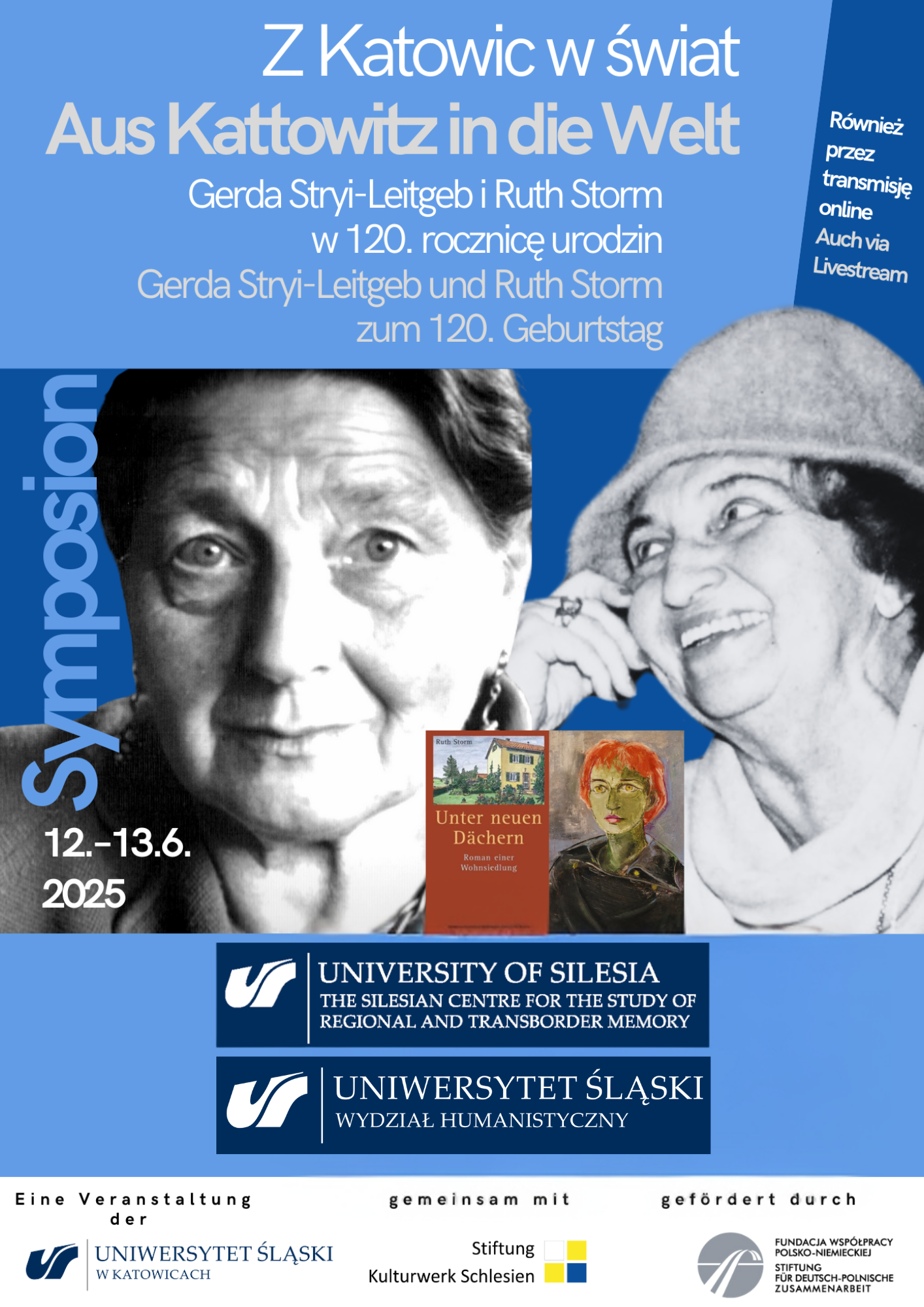 plakat informujący o konferencji ze zdjęciami Ruth Storm i Gerdy Stryi