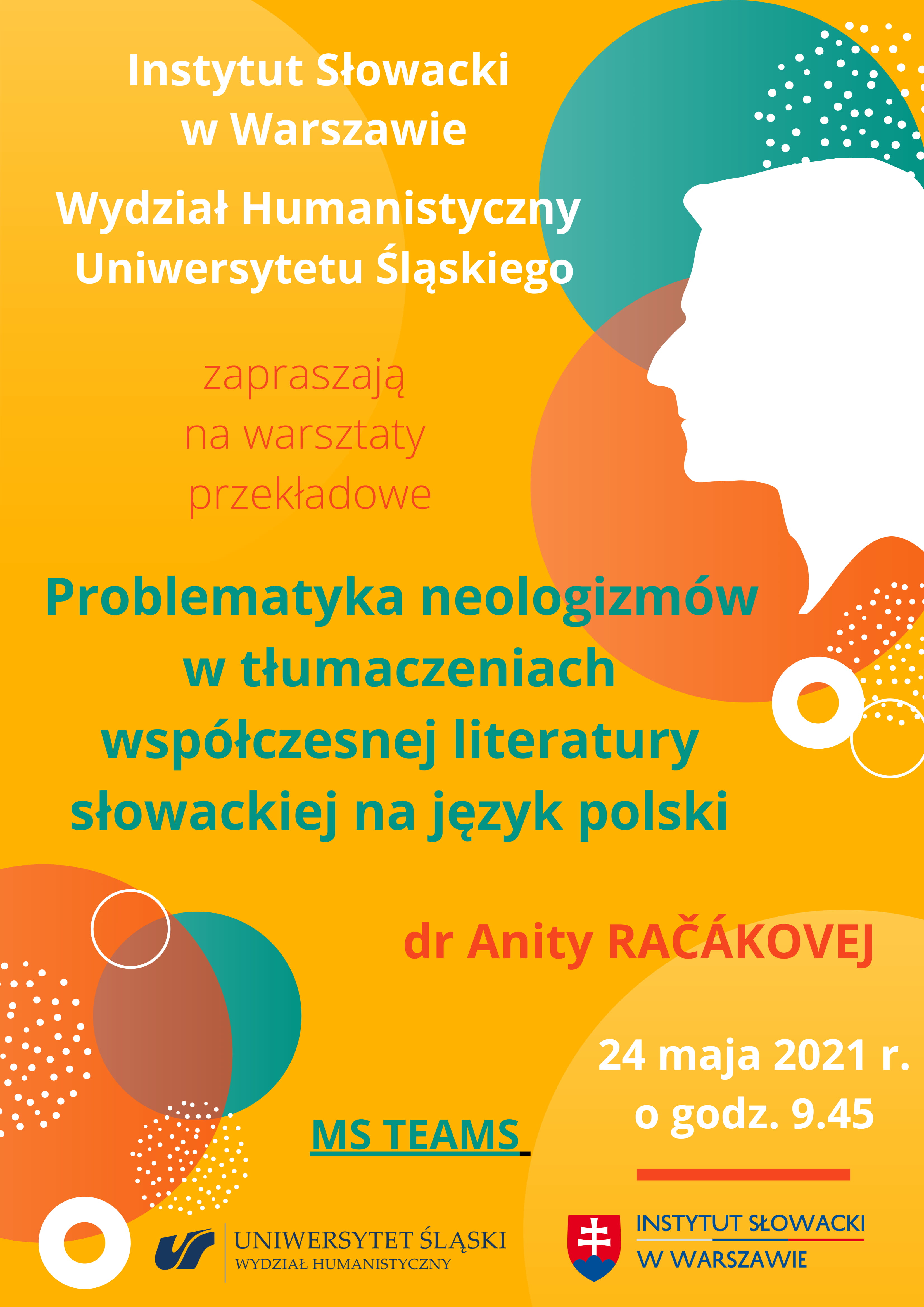 Plakat - Warsztaty przekładowe: Problematyka neologizmów w tłumaczeniach współczesnej literatury słowackiej na język polski