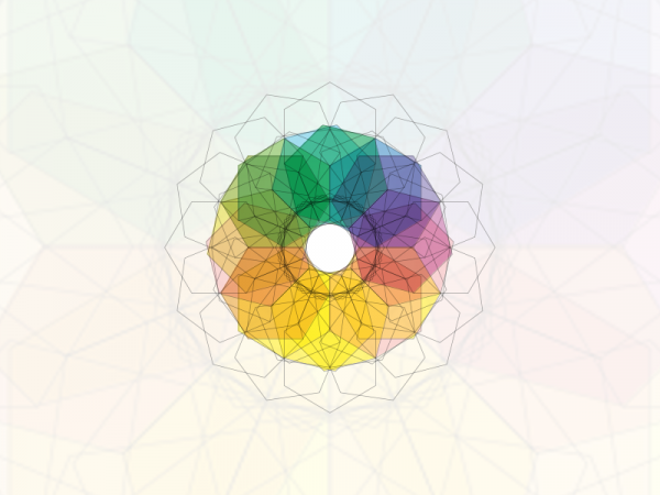 kolorowe geometryczne kształty tworzące koło