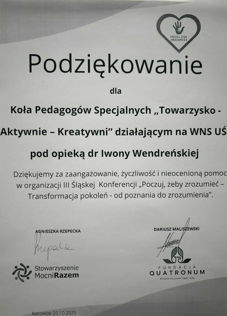 Podziękowanie za udział
