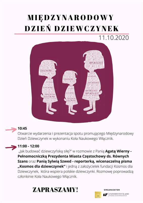 plakat promujacy wydarzenie kołą naukowego Włacznik: Międzynarodowy Dzień Dziewczynek