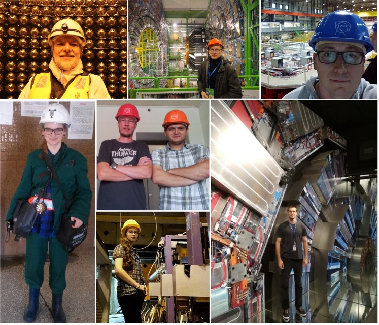Kolaż zdjęć naukowców z UŚ w CERN-ie