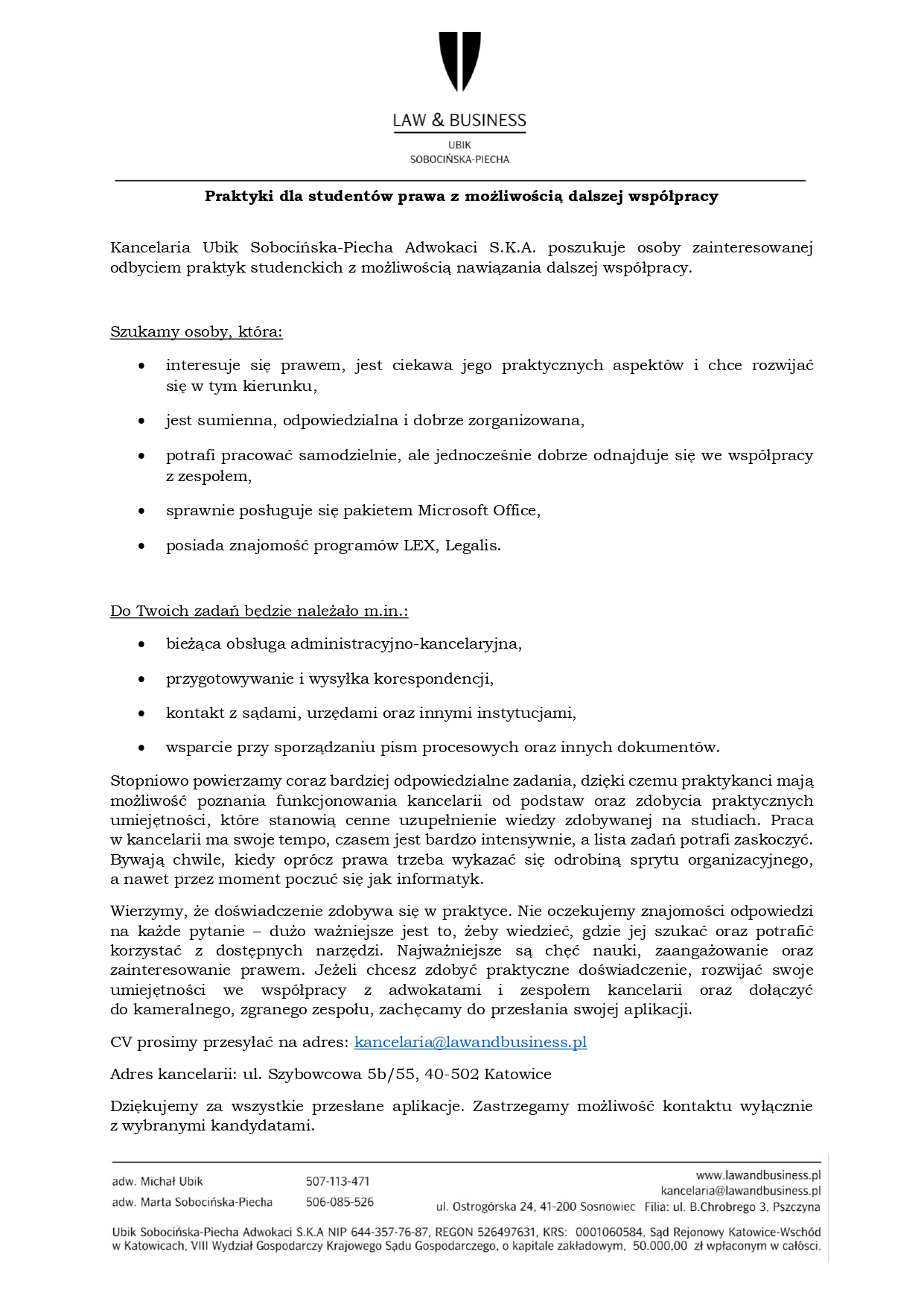 Kancelaria Ubik Sobocińska-Piecha Adwokaci S.K.A. w Sosnowcu - praktyki_page-0001
