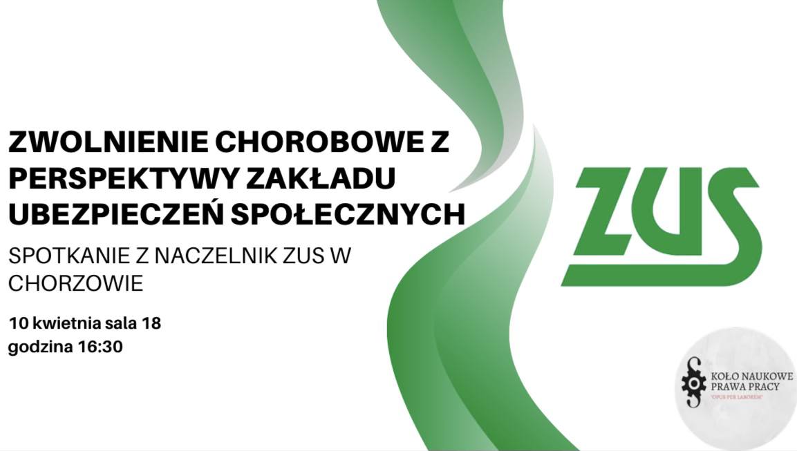 biało zielony plakat z logo ZUS
