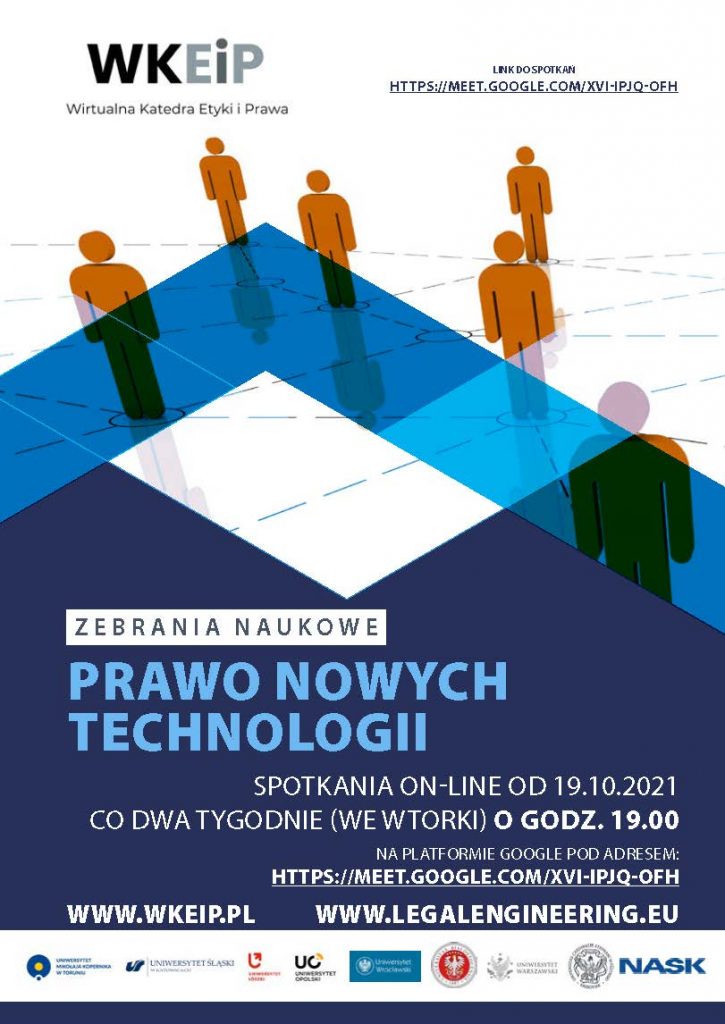 Wirtualna Katedra Etyki i Prawa zaprasza na zebrania naukowe Prawo nowych technologii