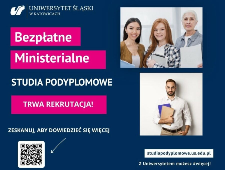 Napis-Bezpłatne Ministerialne Studia Podyplomowe , zdjęcia kilku osób z dyplomami